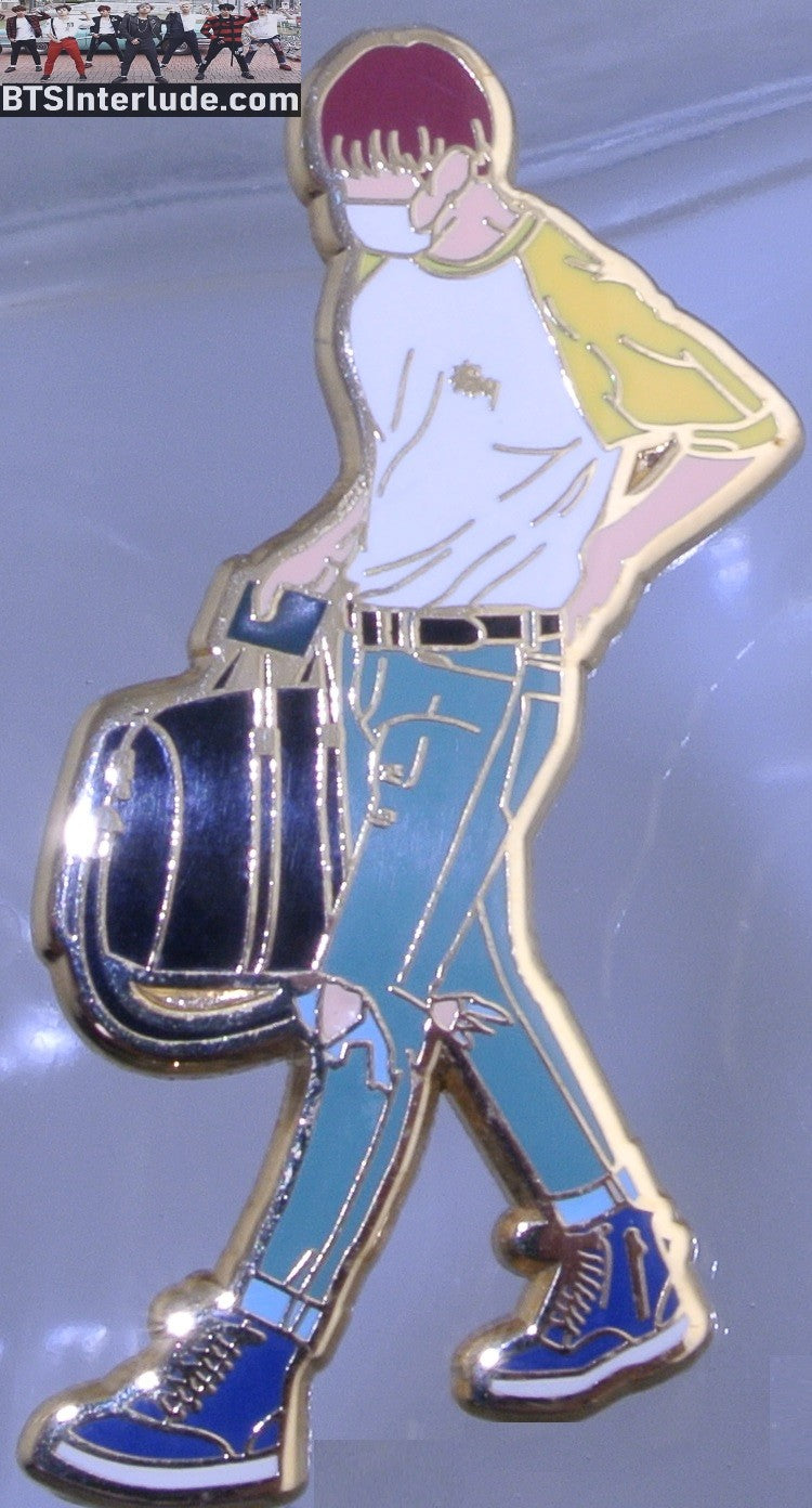BTS PIN ENAMEL GOLD JEON JUNGKOOK 전정국 STUSSY JEANS AIRPORT FASHION BADGE BUTTON