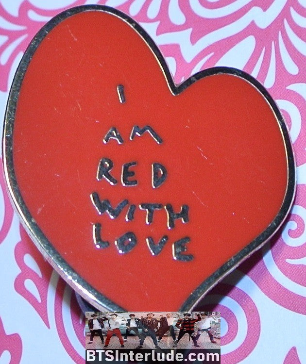 BTS PIN ENAMEL GOLD RED HEART I AM RED WITH LOVE LOVE IS NOT OVER AEGYOHANA PINS JUNGKOOK V JIMIN RM J-HOPE SUGA JIN BADGE BUTTON