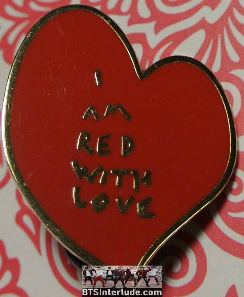 BTS PIN ENAMEL GOLD RED HEART I AM RED WITH LOVE LOVE IS NOT OVER AEGYOHANA PINS JUNGKOOK V JIMIN RM J-HOPE SUGA JIN BADGE BUTTON