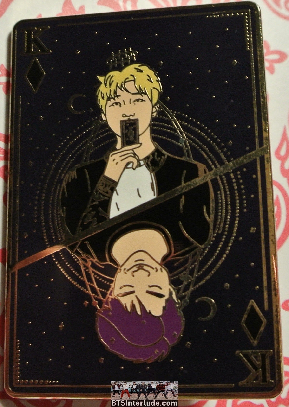 BTS PIN ENAMEL GOLD RM KIM NAMJOON 김남준 BLACK 2 IMAGE KING CARD BADGE BUTTON