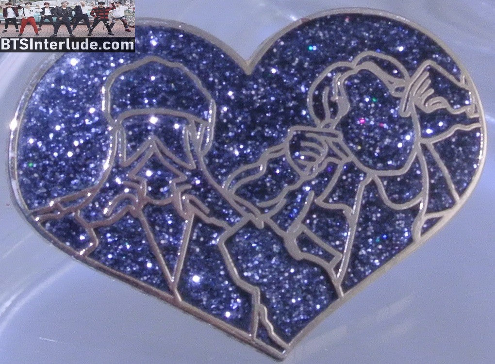 BTS PIN ENAMEL GOLD SUB-UNIT V KIM TAEHYUNG J-HOPE JUNG HOSEOK DARK BLUE GLITTER HEART UME PINS BADGE BUTTON