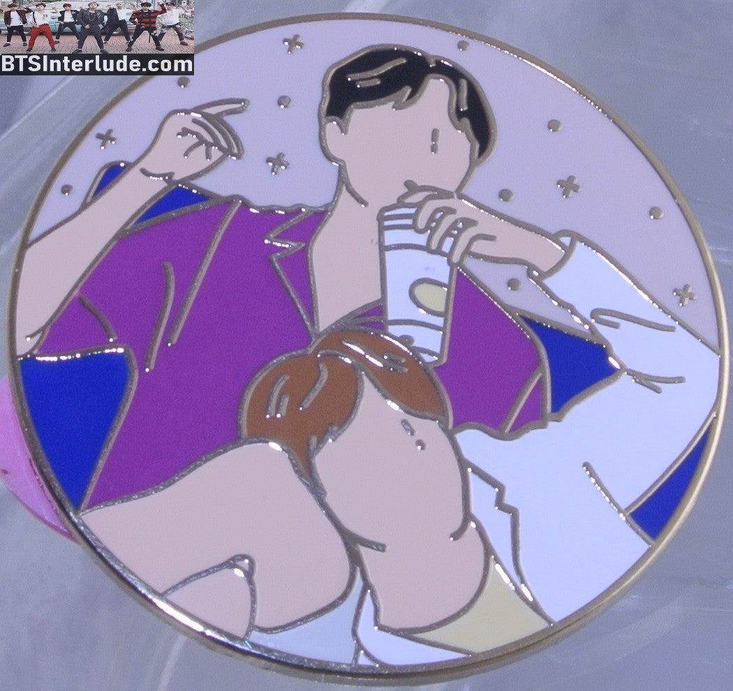 BTS PIN ENAMEL GOLD SUB-UNIT JEON JUNGKOOK JIN KIM SEOKJIN PINK ROUND MILKSHAKES BADGE BUTTON