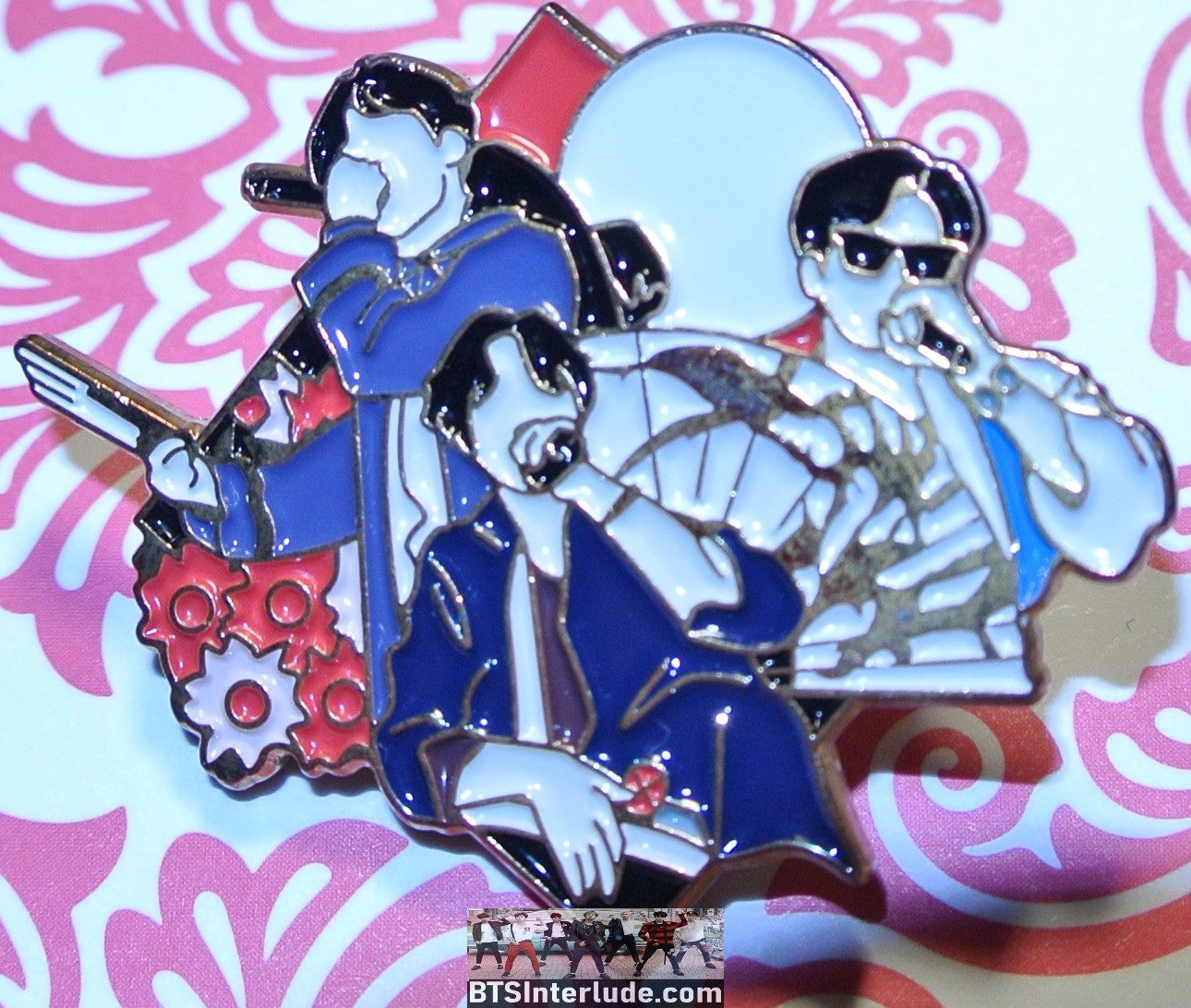 BTS PIN ENAMEL GOLD SUB-UNIT RAPLINE DDAENG RM KIM NAMJOON J-HOPE JUNG HOSEOK SUGA MIN YOONGI HANBOKS BADGE BUTTON