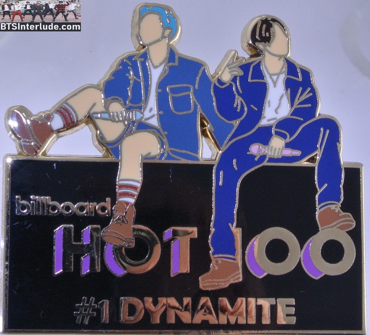 BTS PIN ENAMEL GOLD SUB-UNIT RM KIM NAMJOON JEON JUNGKOOK DYNAMITE BILLBOARD HOT 100 BADGE BUTTON