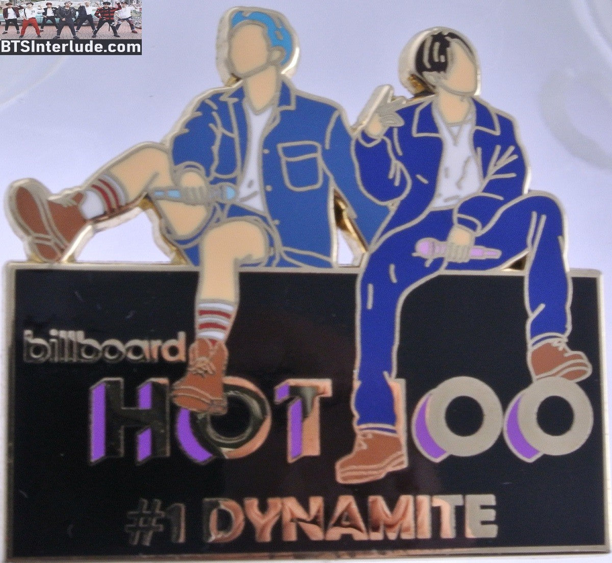 BTS PIN ENAMEL GOLD SUB-UNIT RM KIM NAMJOON JEON JUNGKOOK DYNAMITE BILLBOARD HOT 100 BADGE BUTTON