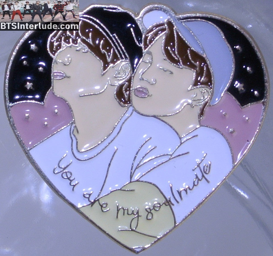 BTS PIN ENAMEL GOLD SUB-UNIT V KIM TAEHYUNG PARK JIMIN HEART SOULMATES BADGE BUTTON