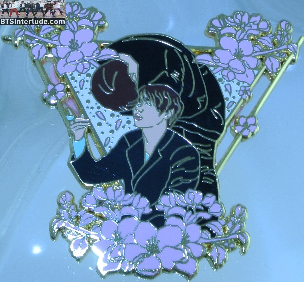 BTS PIN ENAMEL GOLD SUB-UNIT V KIM TAEHYUNG PARK JIMIN VMIN PINK FLOWERS FAIRYCUB PINS BADGE BUTTON