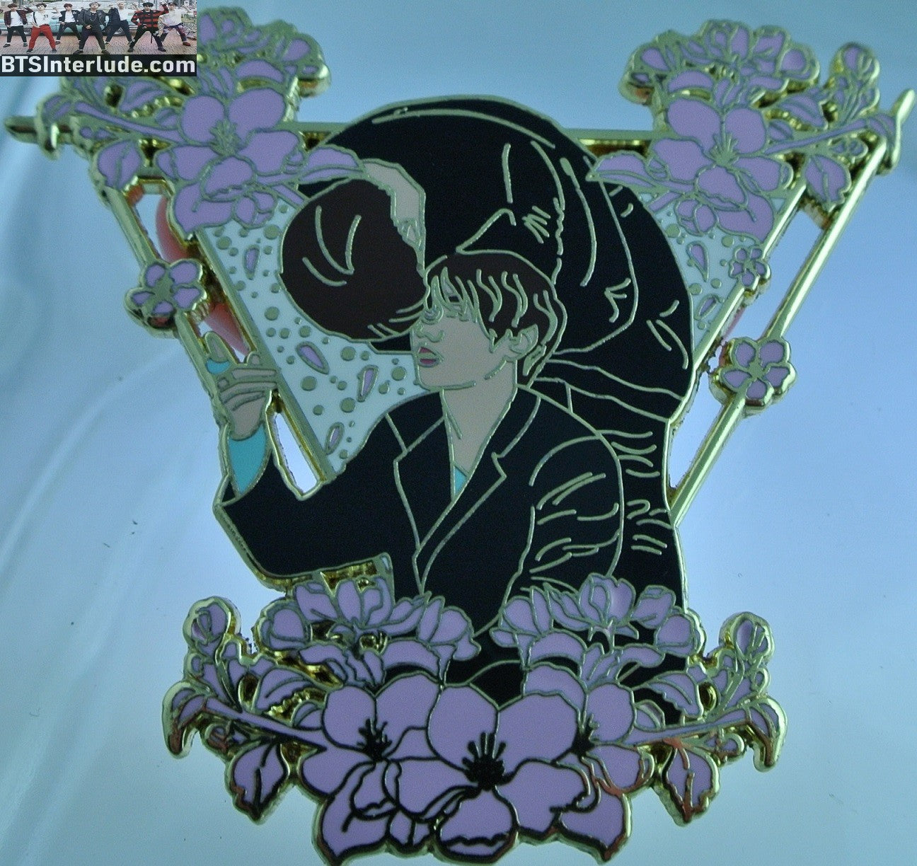 BTS PIN ENAMEL GOLD SUB-UNIT V KIM TAEHYUNG PARK JIMIN VMIN PINK FLOWERS FAIRYCUB PINS BADGE BUTTON