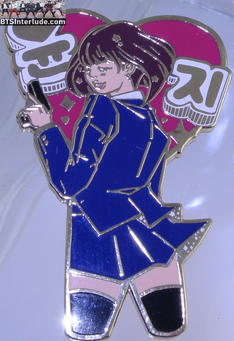 BTS PIN ENAMEL GOLD SUGA MIN YOONGI 민윤기 "YOONJI" FEMALE VARIANT HEART SERENDIPITY PARADE PINS BADGE BUTTON