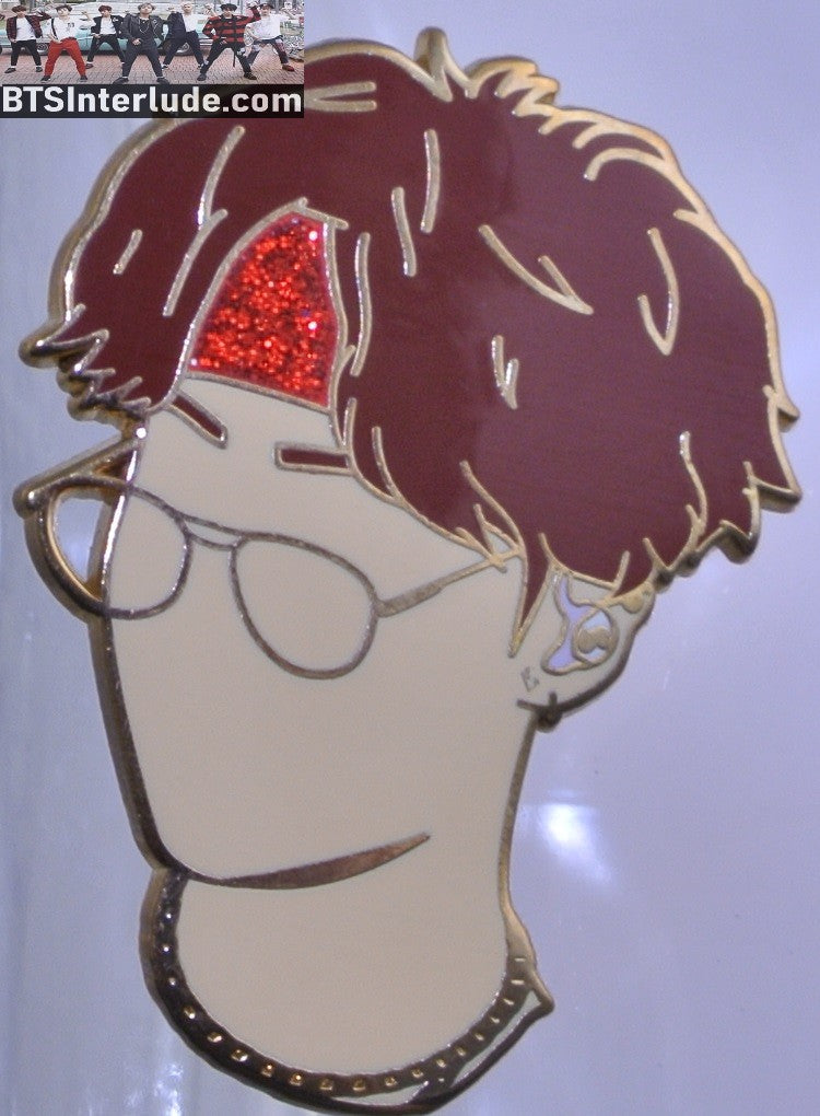 BTS PIN ENAMEL GOLD SUGA MIN YOONGI 민윤기 RED BANDANA GLASSES BADGE BUTTON