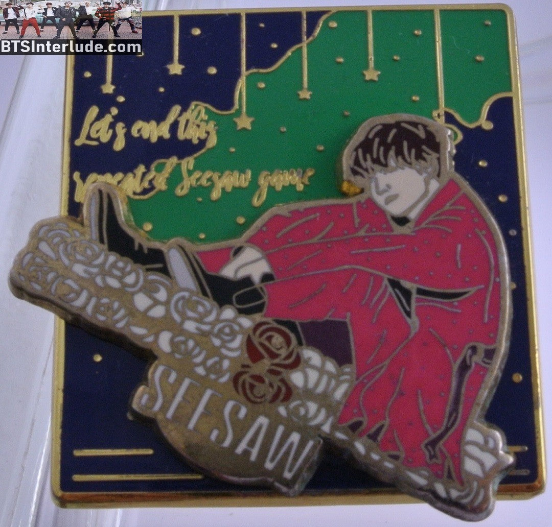 BTS PIN ENAMEL GOLD SUGA MIN YOONGI 민윤기 SLIDER ROCKER SEESAW LYRICS BADGE BUTTON