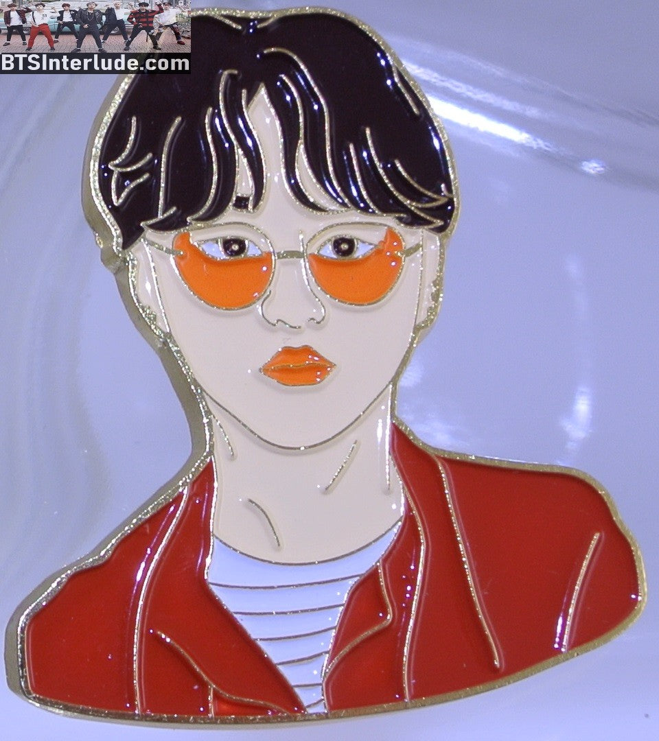 BTS PIN ENAMEL GOLD SUGA MIN YOONGI 민윤기 SUNGLASSES BROWN JACKET BADGE BUTTON