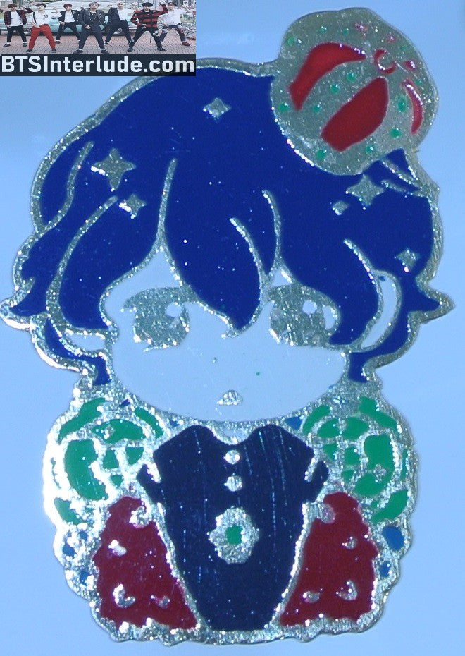 BTS PIN ENAMEL GOLD V KIM TAEHYUNG 김태형 SINGULARITY CHIBI RED JACKET CROWN BADGE BUTTON