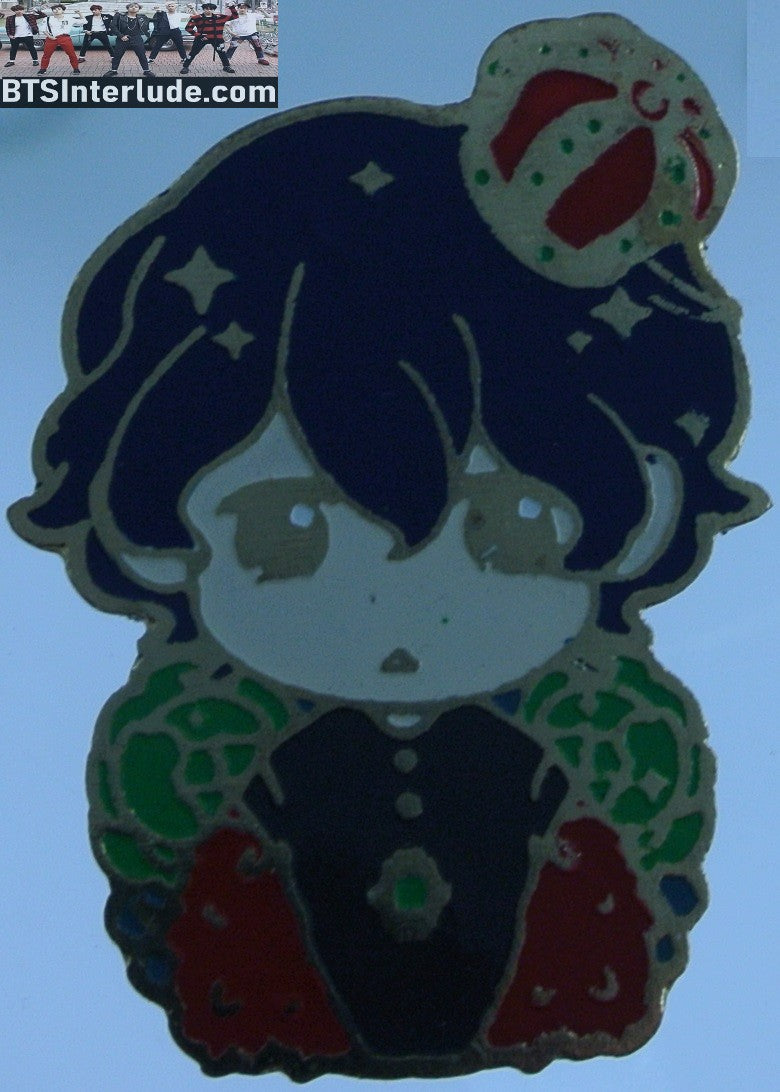 BTS PIN ENAMEL GOLD V KIM TAEHYUNG 김태형 SINGULARITY CHIBI RED JACKET CROWN BADGE BUTTON