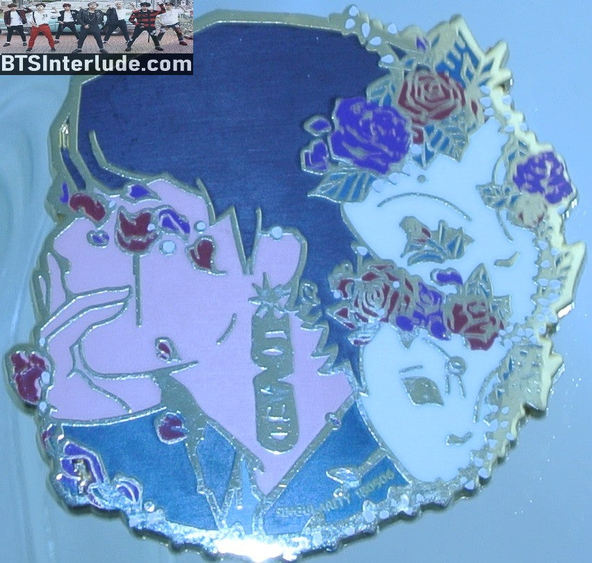 BTS PIN ENAMEL GOLD V KIM TAEHYUNG 김태형 SINGULARITY MASK ROSES PROFILE BADGE BUTTON