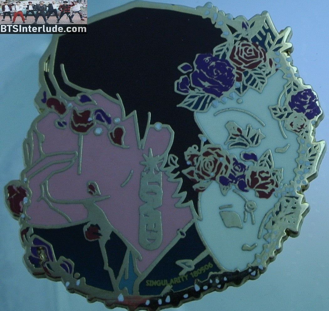 BTS PIN ENAMEL GOLD V KIM TAEHYUNG 김태형 SINGULARITY MASK ROSES PROFILE BADGE BUTTON