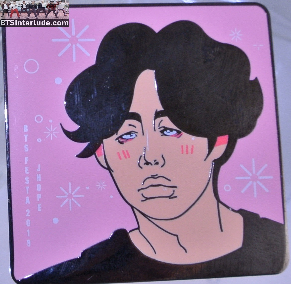 BTS PIN ENAMEL GUNMETAL J-HOPE JUNG HOSEOK 정호석 2018 FESTA DRUNK PINK BACKGROUND BADGE BUTTON