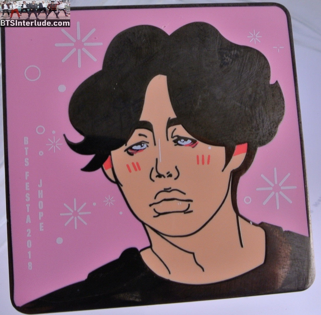 BTS PIN ENAMEL GUNMETAL J-HOPE JUNG HOSEOK 정호석 2018 FESTA DRUNK PINK BACKGROUND BADGE BUTTON