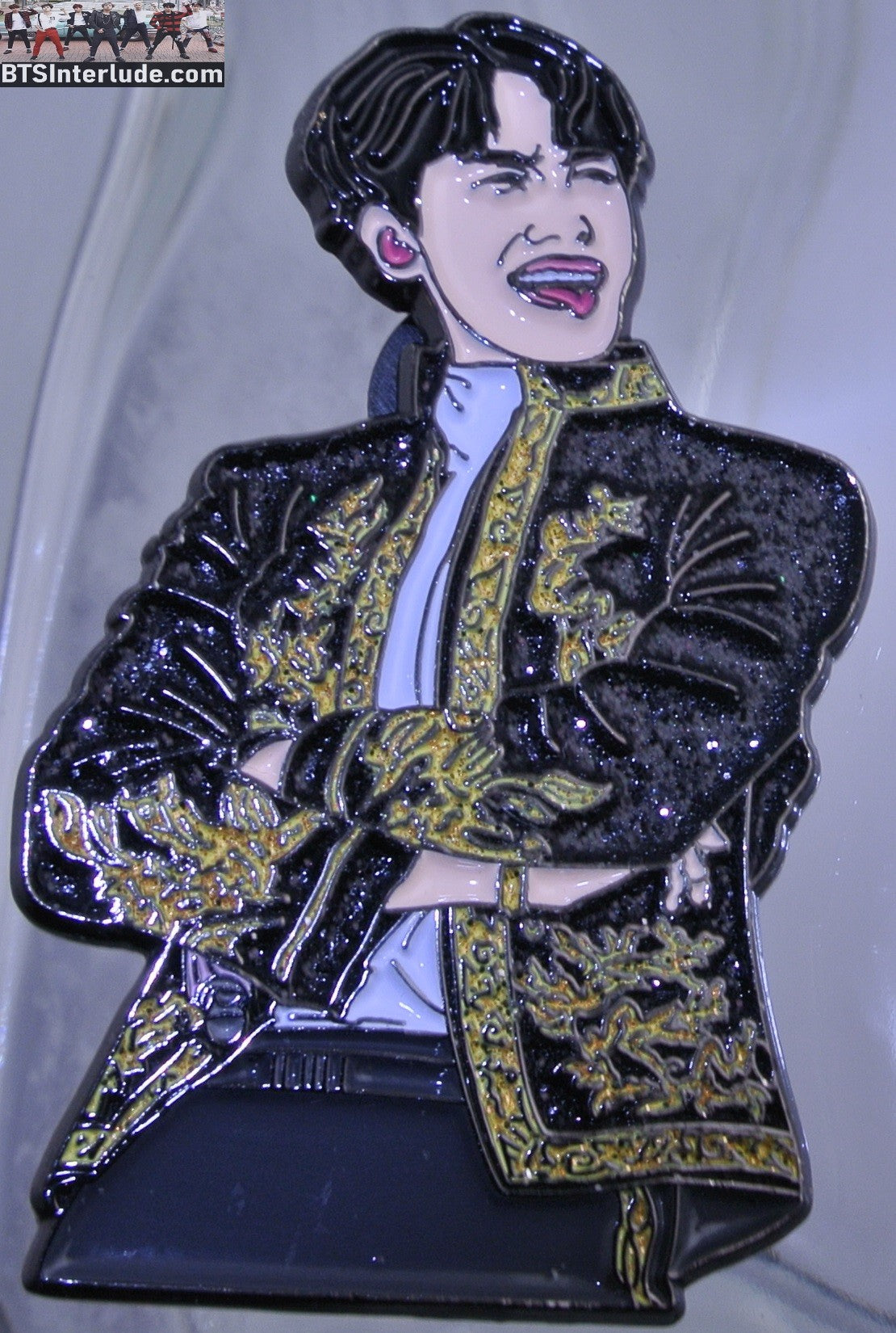 BTS PIN ENAMEL GUNMETAL J-HOPE JUNG HOSEOK 정호석 BLACK GOLD JACKET BADGE BUTTON