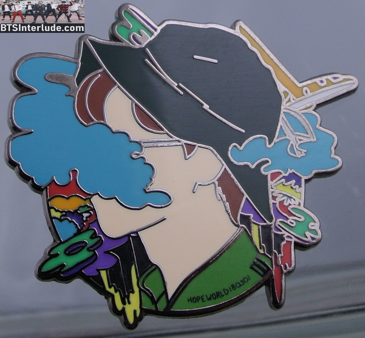 BTS PIN ENAMEL GUNMETAL J-HOPE JUNG HOSEOK 정호석 HOPE WORLD PROFILE HAT BADGE BUTTON
