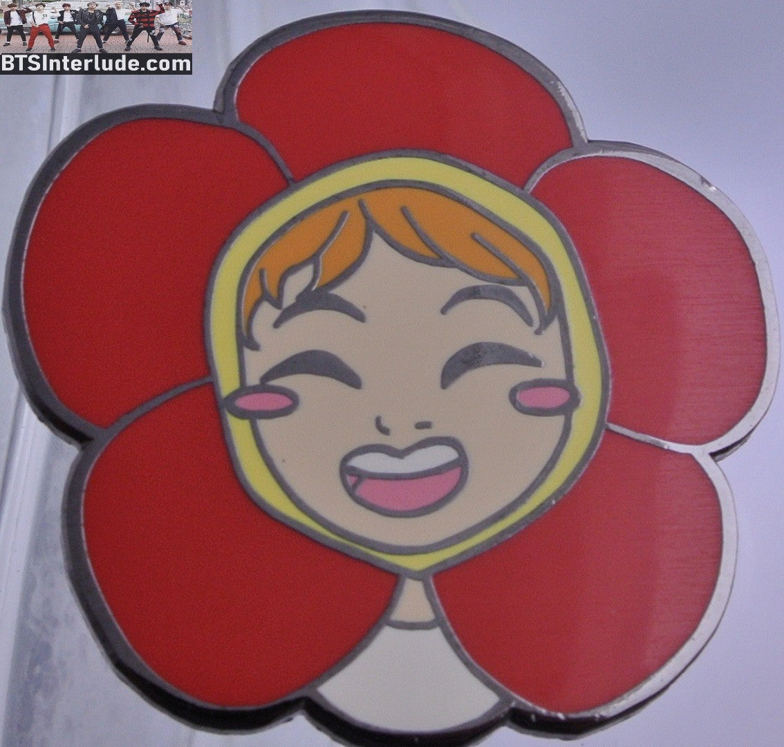 BTS PIN ENAMEL GUNMETAL J-HOPE JUNG HOSEOK 정호석 RED FLOWER HEAD DRESS COSTUME BADGE BUTTON
