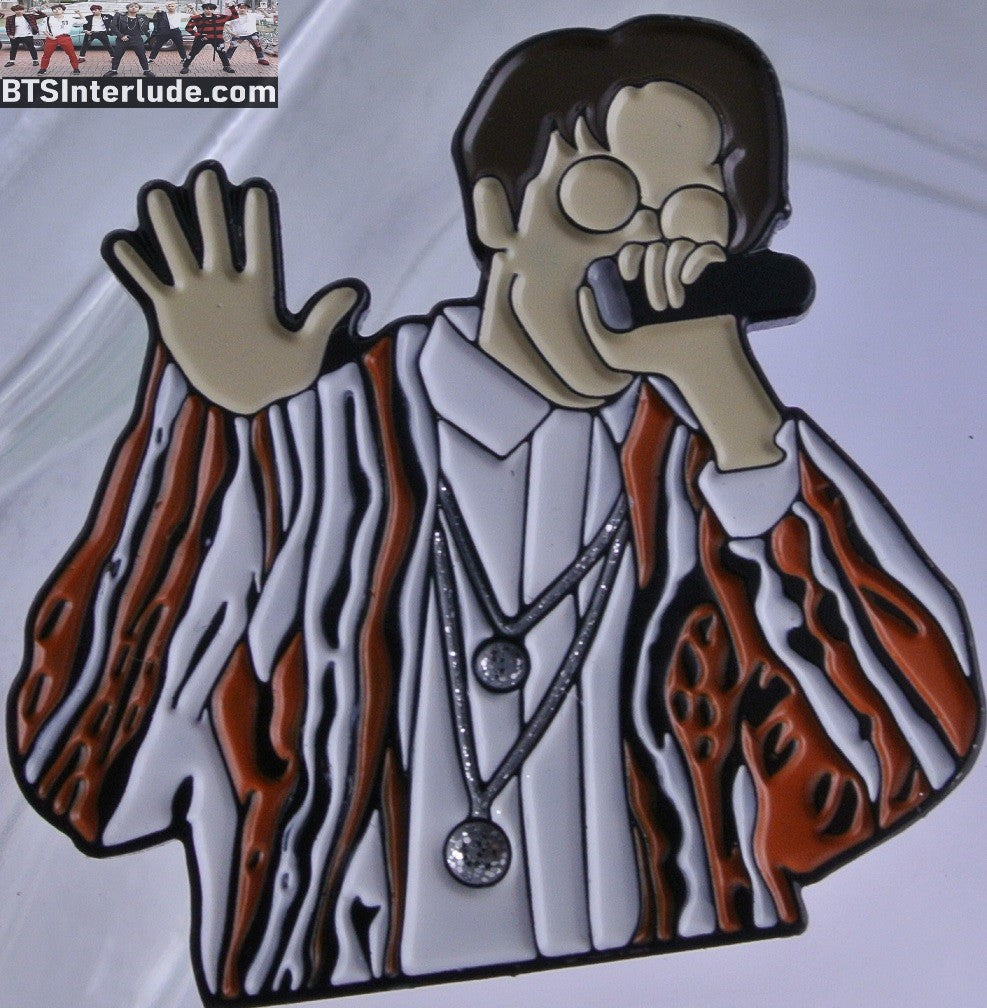BTS PIN ENAMEL GUNMETAL J-HOPE JUNG HOSEOK 정호석 RED WHITE STRIPED JACKET GLASSES BADGE BUTTON