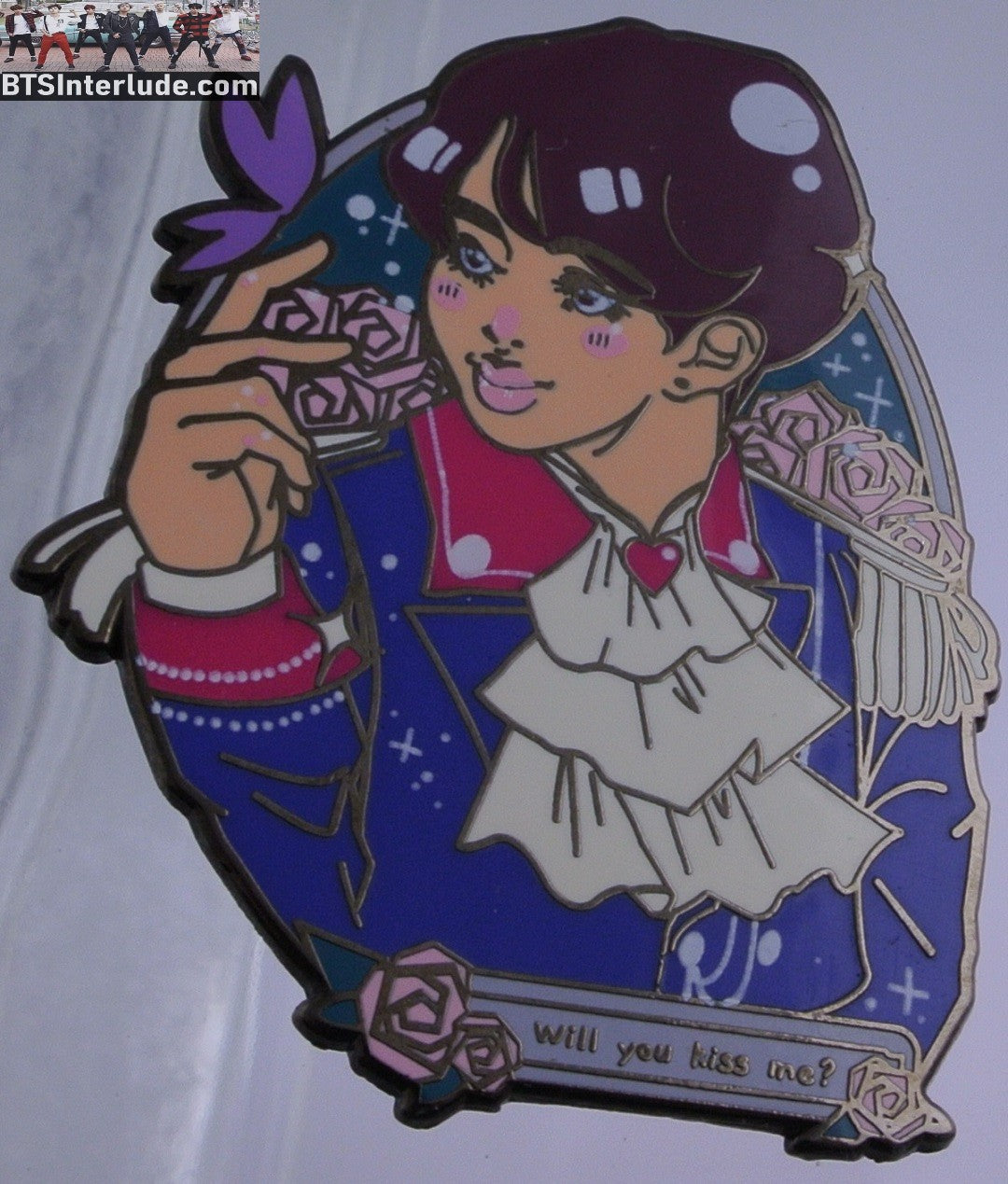 BTS PIN ENAMEL GUNMETAL PARK JIMIN 박지민 CHIBI PRINCE WILL YOU KISS ME BADGE BUTTON