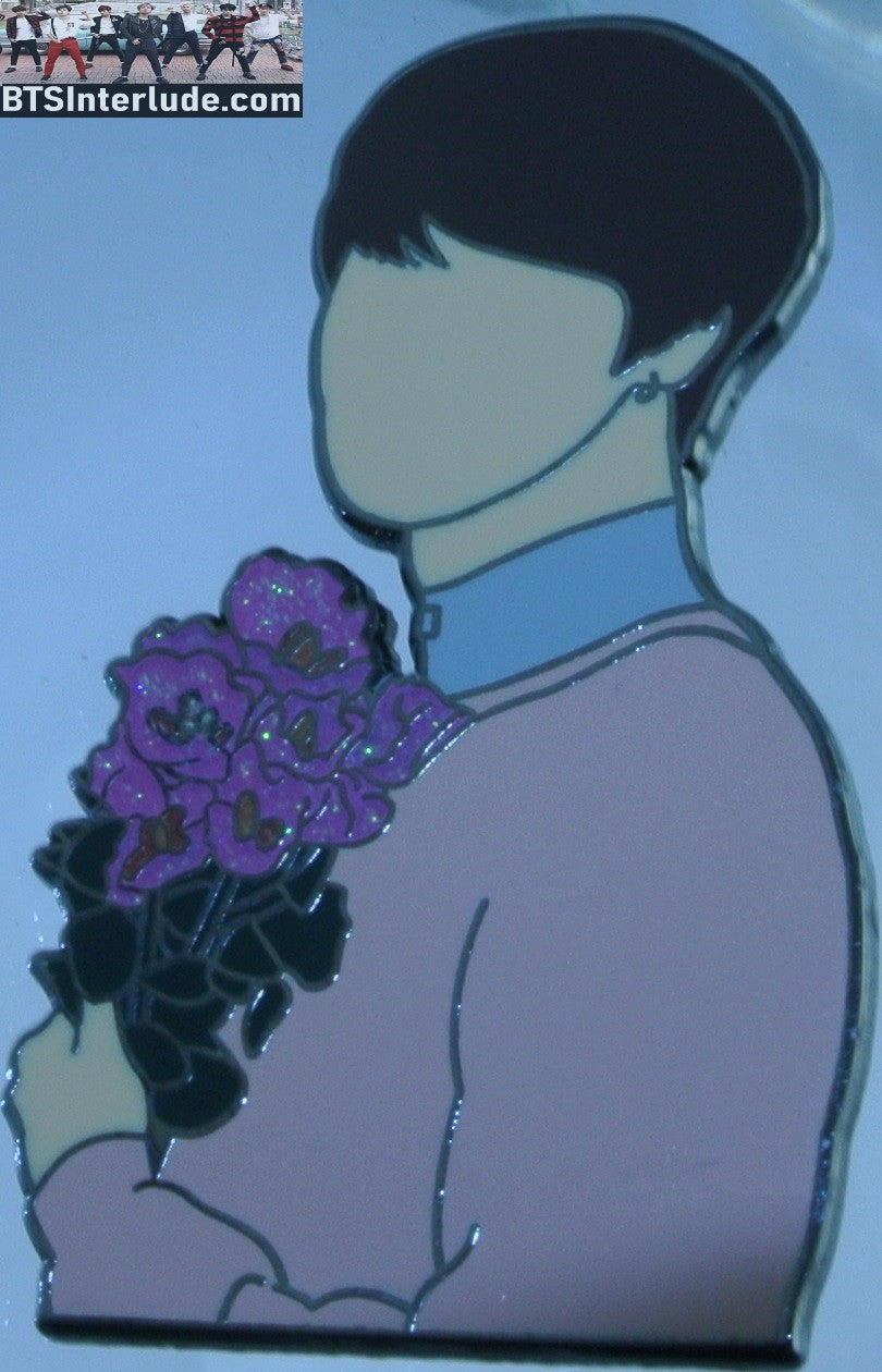 BTS PIN ENAMEL GUNMETAL PARK JIMIN 박지민 LOVE YOURSELF TOUR FLOWERS PINK SHIRT BADGE BUTTON