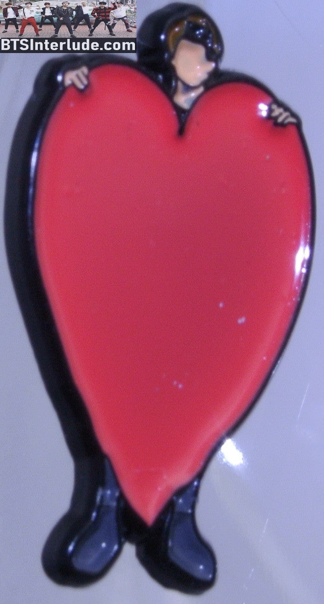 BTS PIN ENAMEL GUNMETAL JIN KIM SEOKJIN 김석진 BEHIND RED HEART BADGE BUTTON