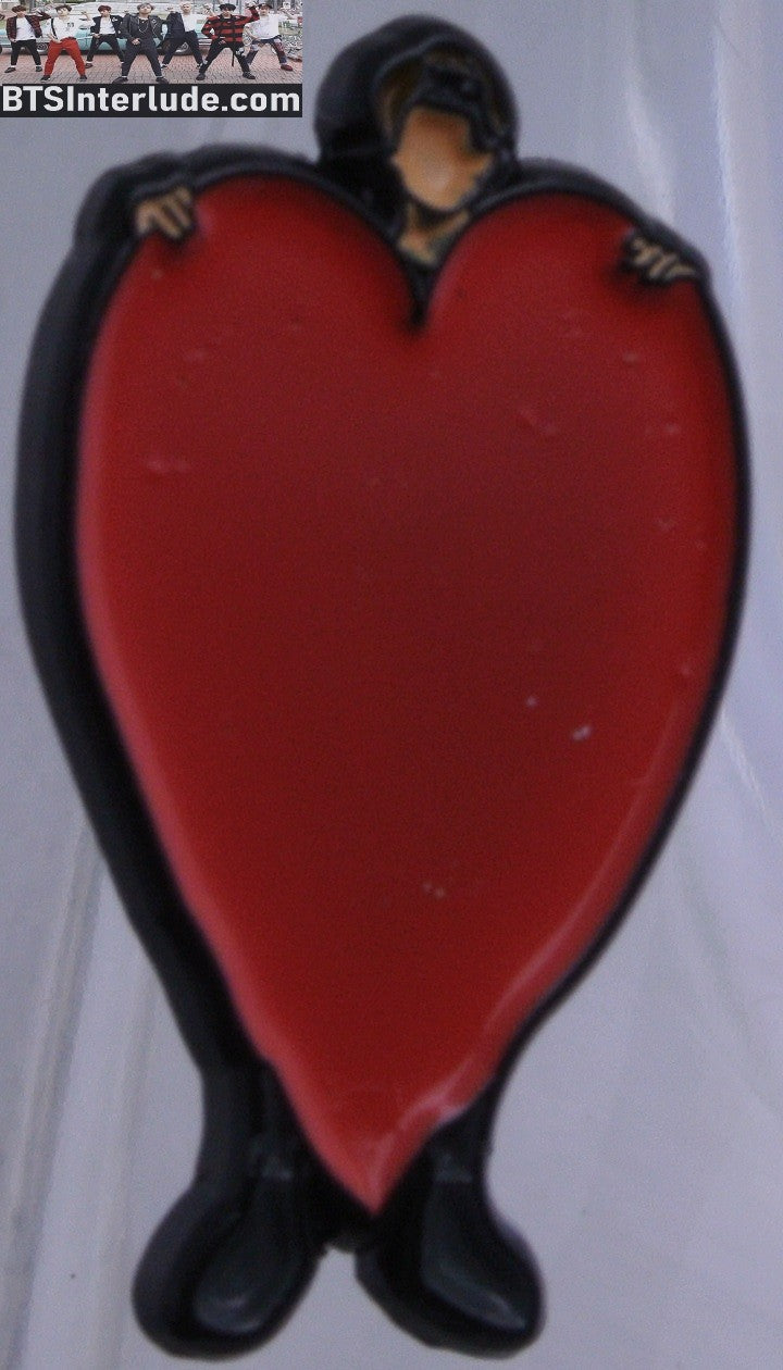 BTS PIN ENAMEL GUNMETAL JIN KIM SEOKJIN 김석진 BEHIND RED HEART BADGE BUTTON