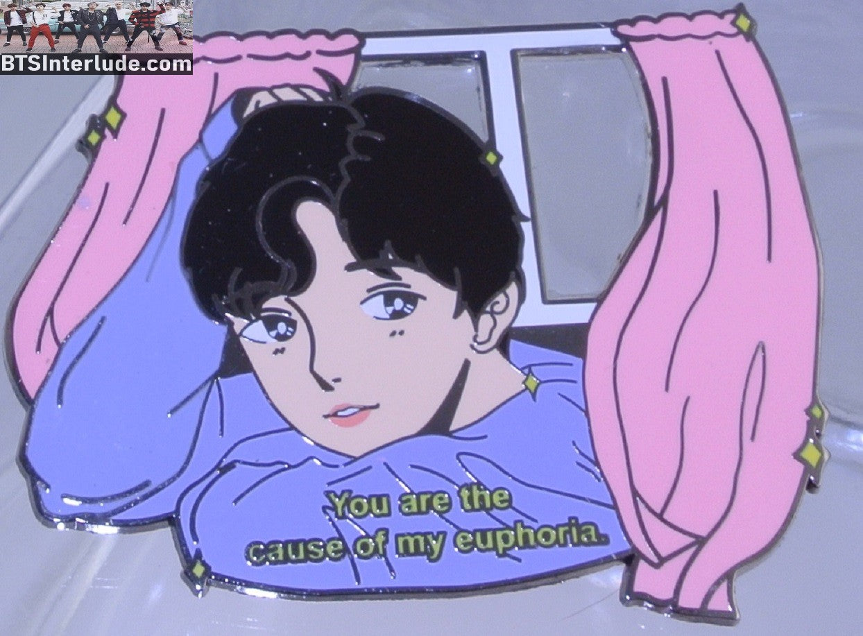 BTS PIN ENAMEL GUNMETAL JEON JUNGKOOK 전정국 CHIBI EUPHORIA WINDOW LYRICS QUAPHADOODLE PINS WINDOW BADGE BUTTON