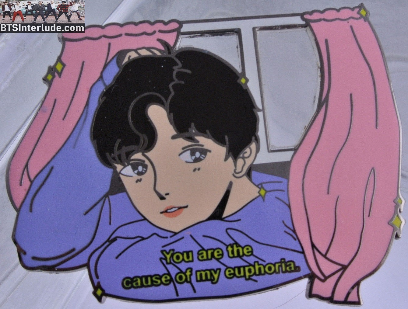 BTS PIN ENAMEL GUNMETAL JEON JUNGKOOK 전정국 CHIBI EUPHORIA WINDOW LYRICS QUAPHADOODLE PINS WINDOW BADGE BUTTON