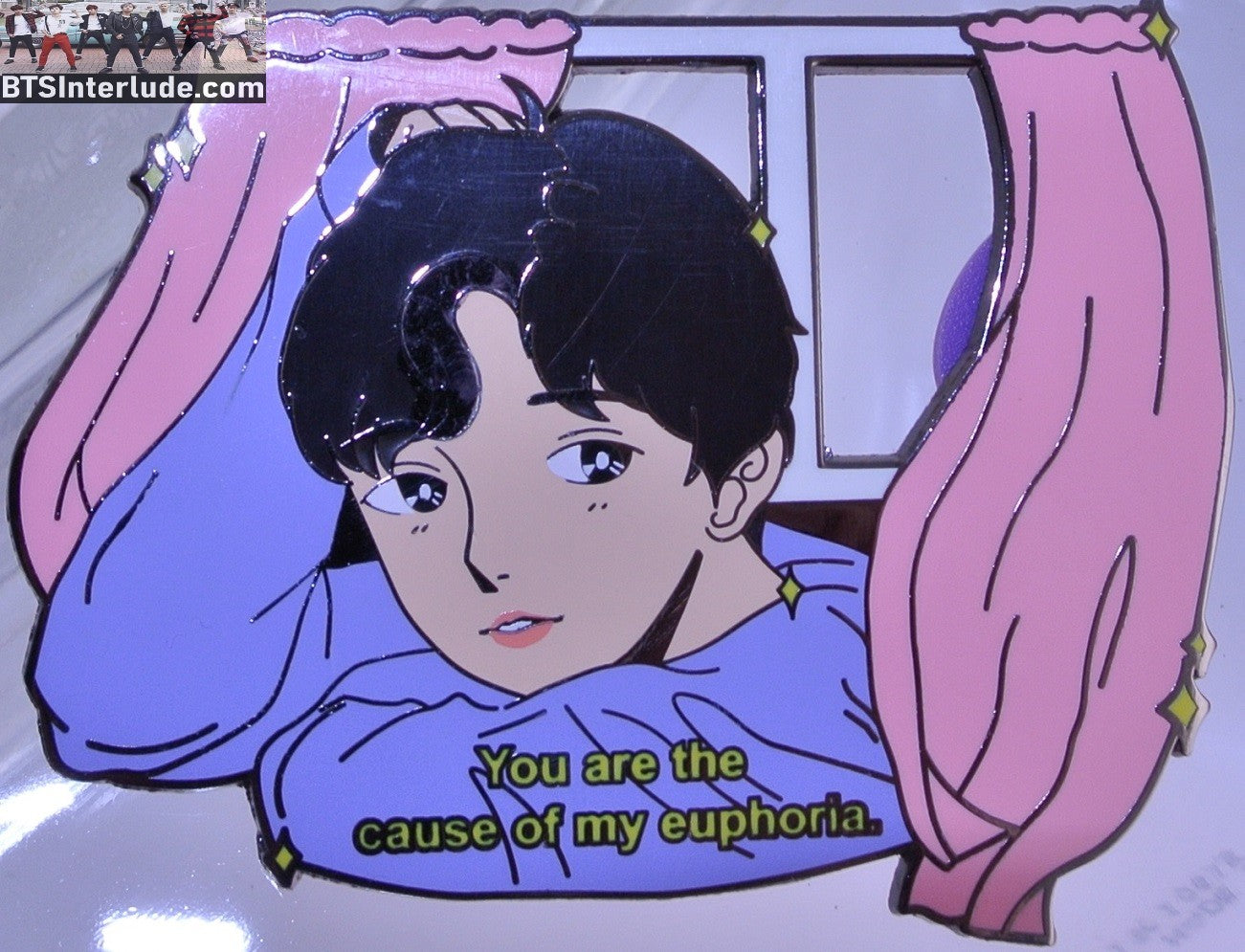 BTS PIN ENAMEL GUNMETAL JEON JUNGKOOK 전정국 CHIBI EUPHORIA WINDOW LYRICS QUAPHADOODLE PINS NO WINDOWS BADGE BUTTON