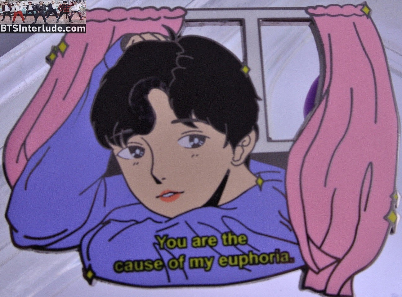 BTS PIN ENAMEL GUNMETAL JEON JUNGKOOK 전정국 CHIBI EUPHORIA WINDOW LYRICS QUAPHADOODLE PINS NO WINDOWS BADGE BUTTON