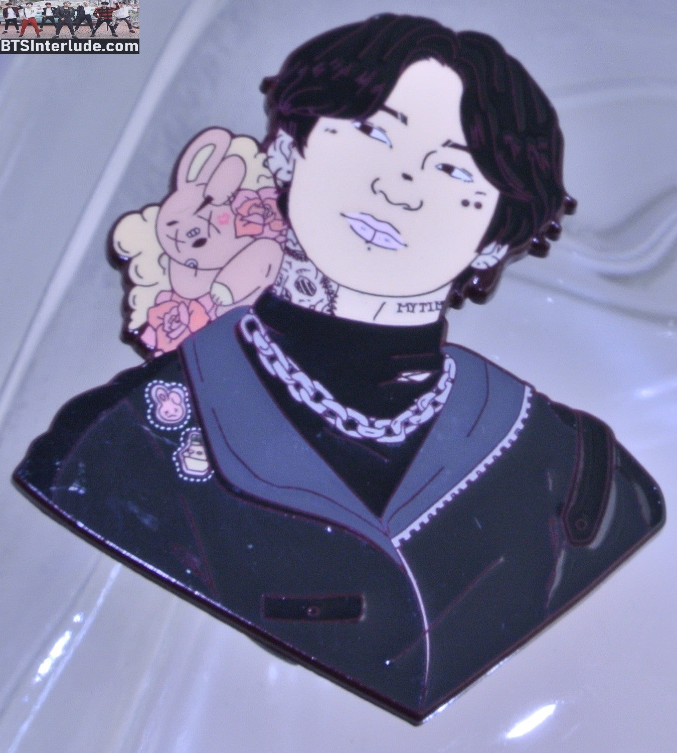 BTS PIN ENAMEL GUNMETAL JEON JUNGKOOK 전정국 MY TIME DRUNK BT21 COOKY BLACK JACKET BADGE BUTTON