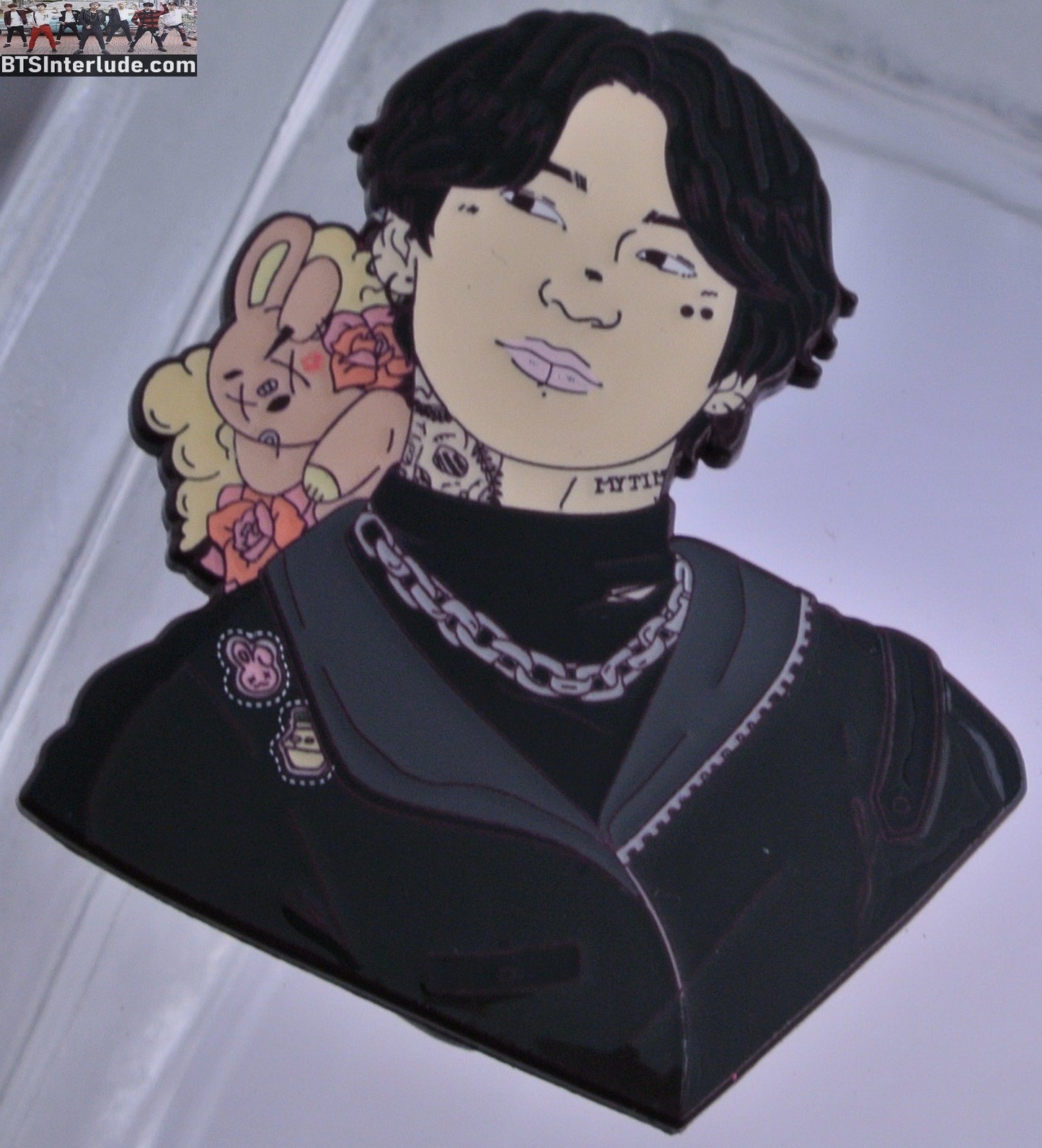 BTS PIN ENAMEL GUNMETAL JEON JUNGKOOK 전정국 MY TIME DRUNK BT21 COOKY BLACK JACKET BADGE BUTTON