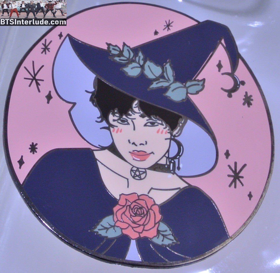 BTS PIN ENAMEL GUNMETAL RM KIM NAMJOON 김남준 HALLOWEEN WITCH BADGE BUTTON