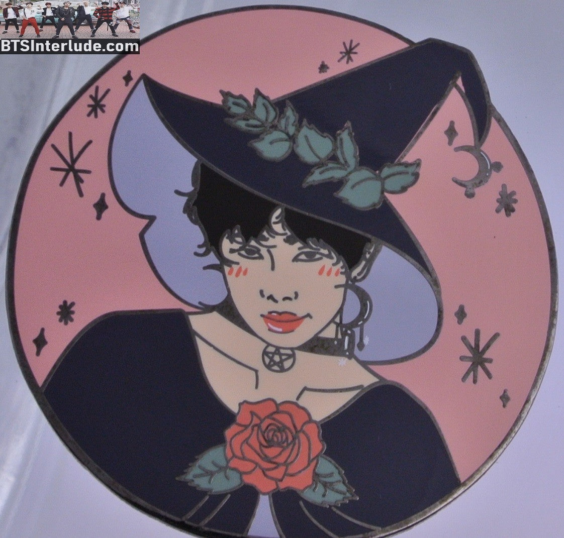 BTS PIN ENAMEL GUNMETAL RM KIM NAMJOON 김남준 HALLOWEEN WITCH BADGE BUTTON