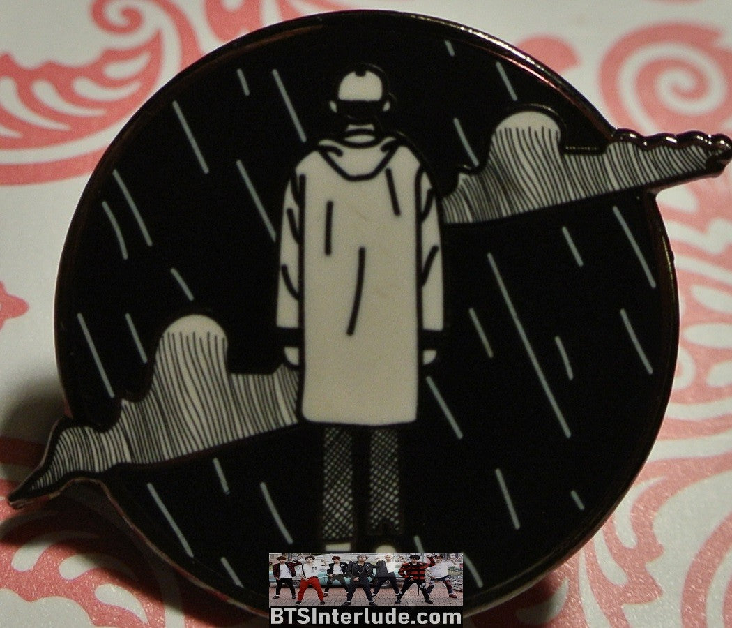 BTS PIN ENAMEL GUNMETAL RM KIM NAMJOON 김남준 FOREVER RAIN WHITE RAINCOAT BADGE BUTTON