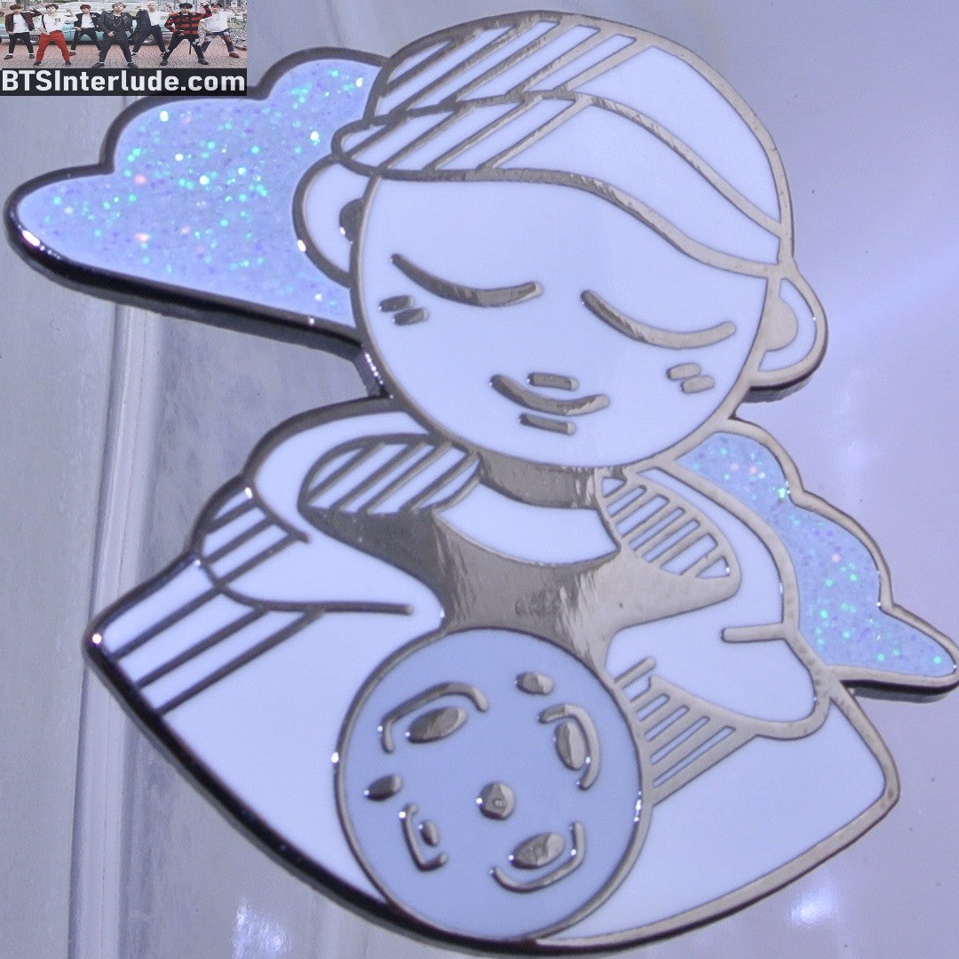 BTS PIN ENAMEL GUNMETAL RM KIM NAMJOON 김남준 MONO GREYSCALE GLITTER BADGE BUTTON