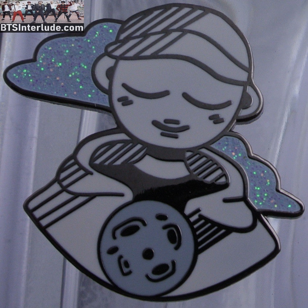 BTS PIN ENAMEL GUNMETAL RM KIM NAMJOON 김남준 MONO GREYSCALE GLITTER BADGE BUTTON