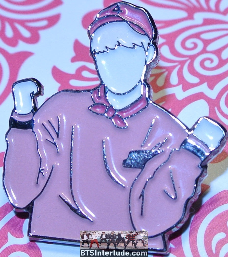 BTS PIN ENAMEL GUNMETAL RM KIM NAMJOON 김남준 PINK PURPLE SWEATER BADGE BUTTON