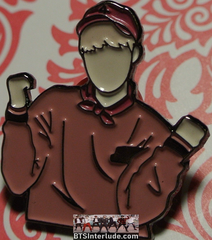BTS PIN ENAMEL GUNMETAL RM KIM NAMJOON 김남준 PINK PURPLE SWEATER BADGE BUTTON