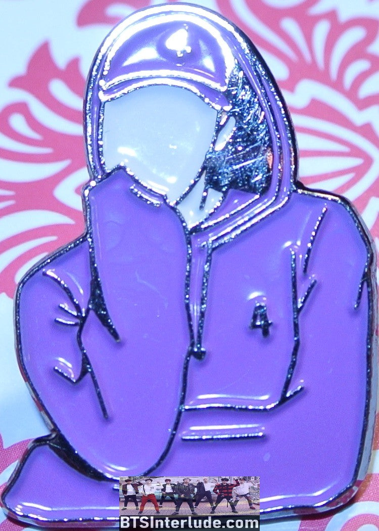 BTS PIN ENAMEL GUNMETAL RM KIM NAMJOON 김남준 PURPLE HOODIE 4TH MUSTER BADGE BUTTON