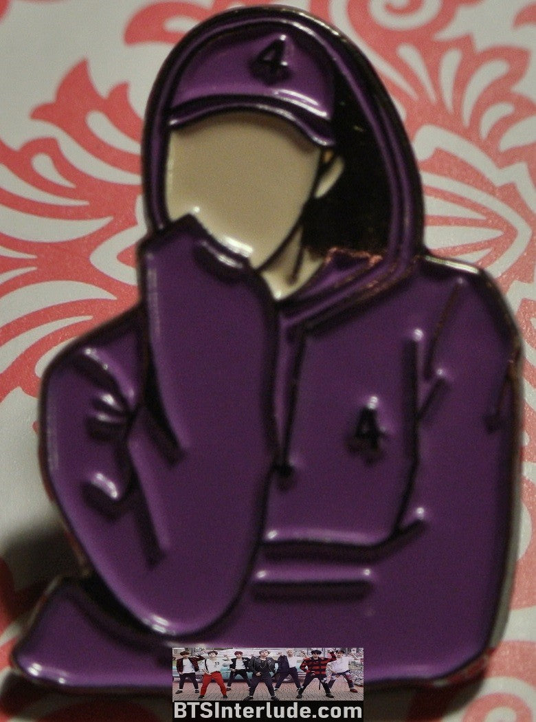 BTS PIN ENAMEL GUNMETAL RM KIM NAMJOON 김남준 PURPLE HOODIE 4TH MUSTER BADGE BUTTON