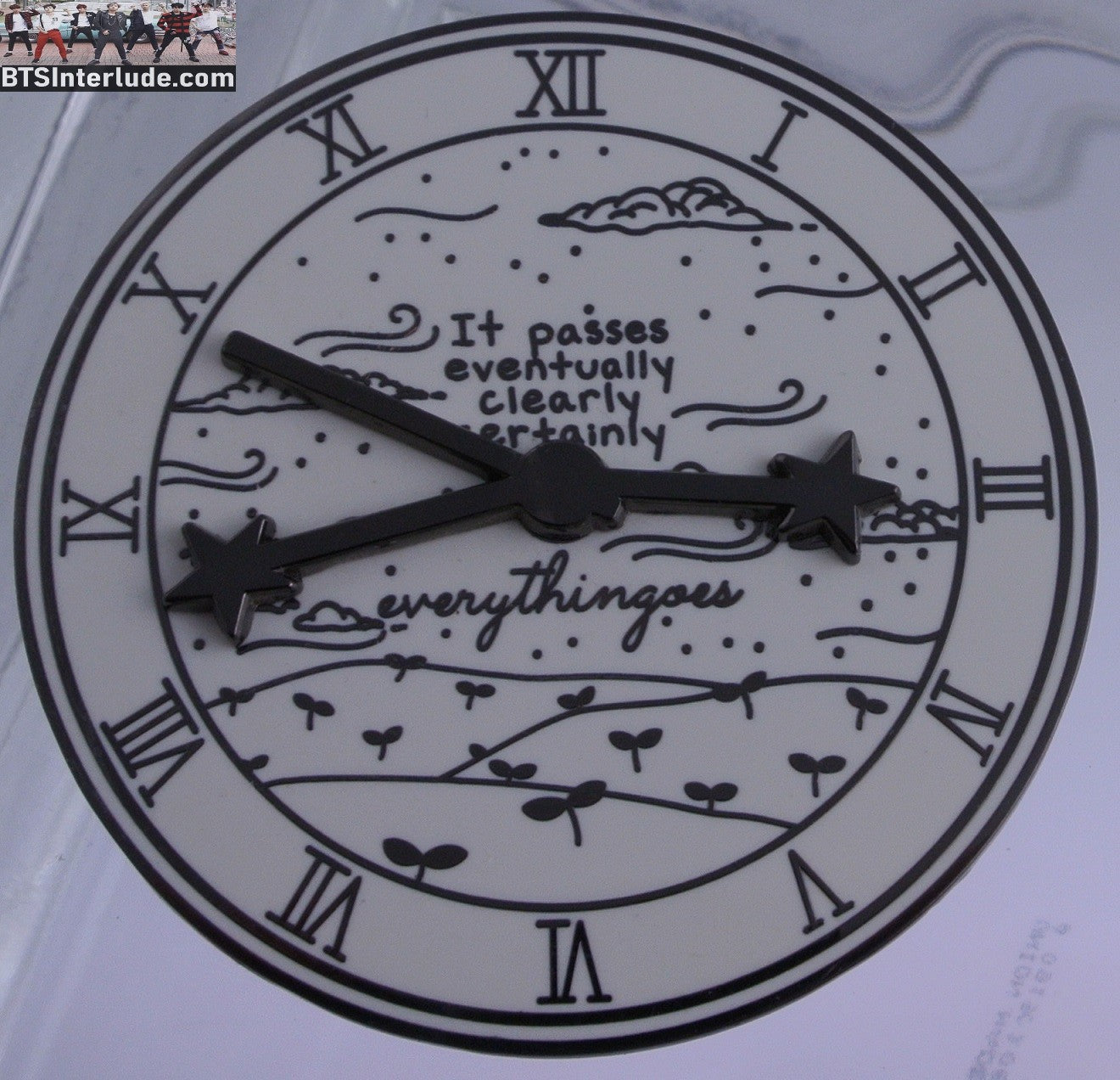 BTS PIN ENAMEL GUNMETAL RM KIM NAMJOON 김남준 EVERYTHING GOES WHITE CLOCK SPINS LYRICS XL HAPPIPOP PINS BADGE BUTTON
