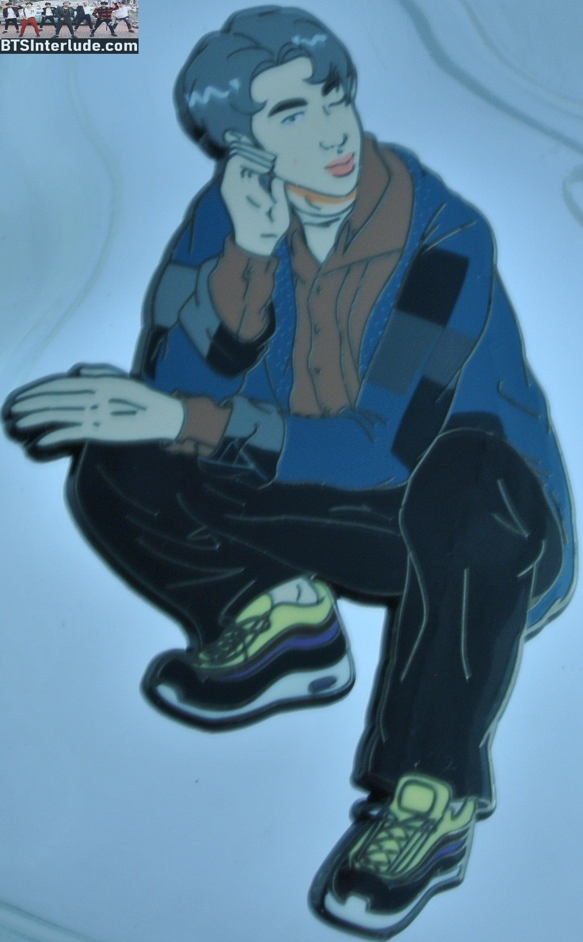 BTS PIN ENAMEL GUNMETAL RM KIM NAMJOON 김남준 BLUE CHECKED JACKET XL LOVE IS MUTUAL PINS BADGE BUTTON