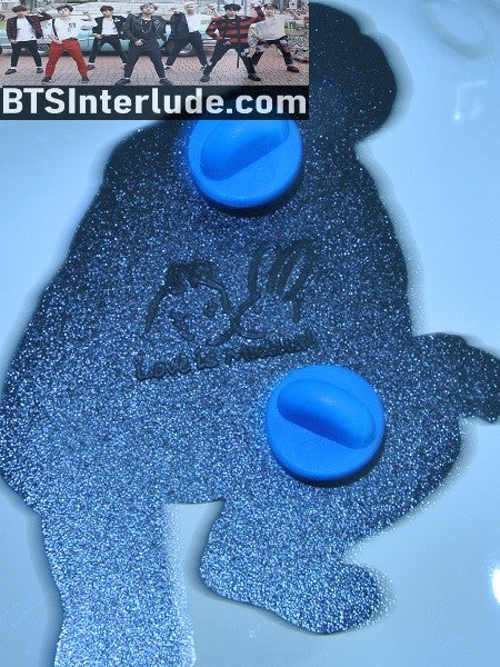 BTS PIN ENAMEL GUNMETAL RM KIM NAMJOON 김남준 BLUE CHECKED JACKET XL LOVE IS MUTUAL PINS BADGE BUTTON