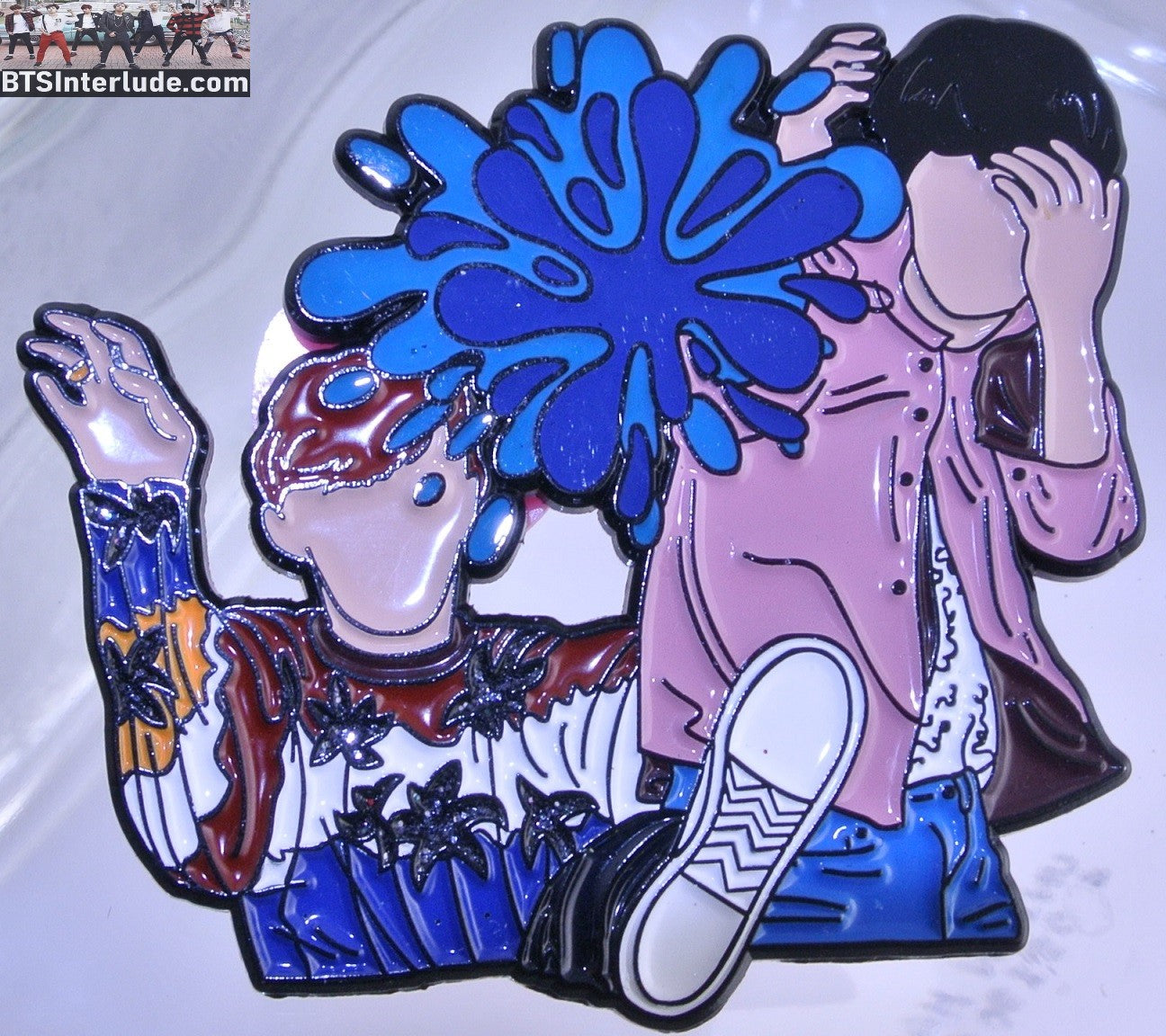 BTS PIN ENAMEL GUNMETAL SUB-UNIT J-HOPE JUNG HOSEOK JIN KIM SEOKJIN JAMES CORDEN FLINCH FALLING WATER BANGTAN BOYS PINS BADGE BUTTON