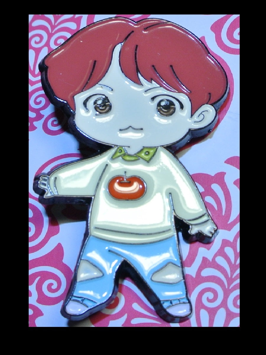 BTS PIN ENAMEL GUNMETAL SUGA MIN YOONGI 민윤기 IDOL TINY TAN TOMATO SWEATER BADGE BUTTON
